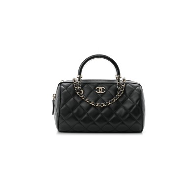 CHANEL MASTER LAMBSKIN QUILTED MINI BOWLING BAG BLACK (18*12*10cm)